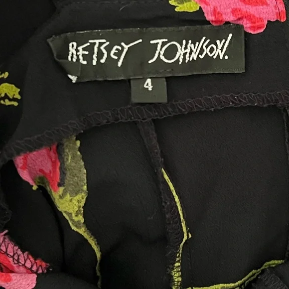 Vintage 90s Betsey Johnson Floral Rose Faux Wrap Dress - Picture 8 of 9